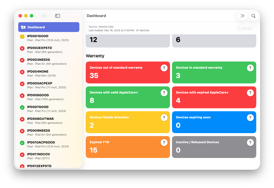 ABM Warranty Screenshot