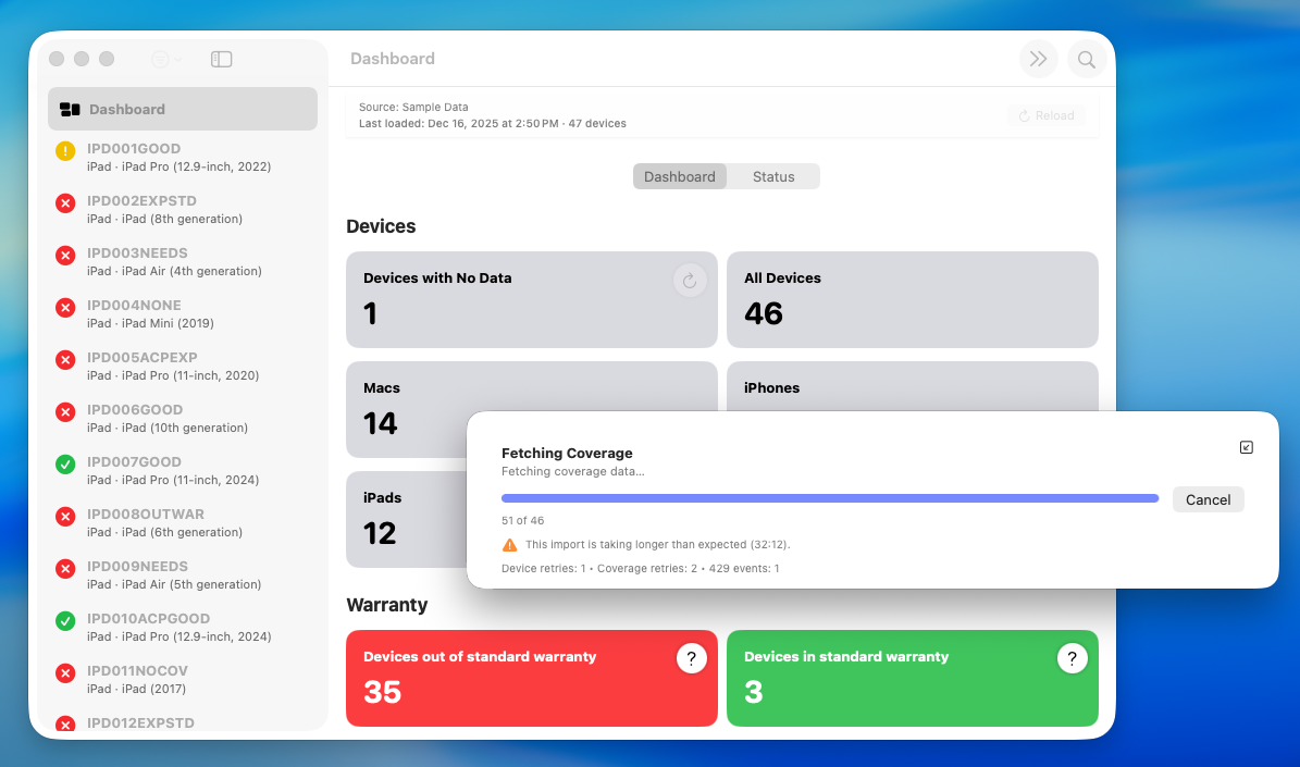 ABM Warranty Screenshot