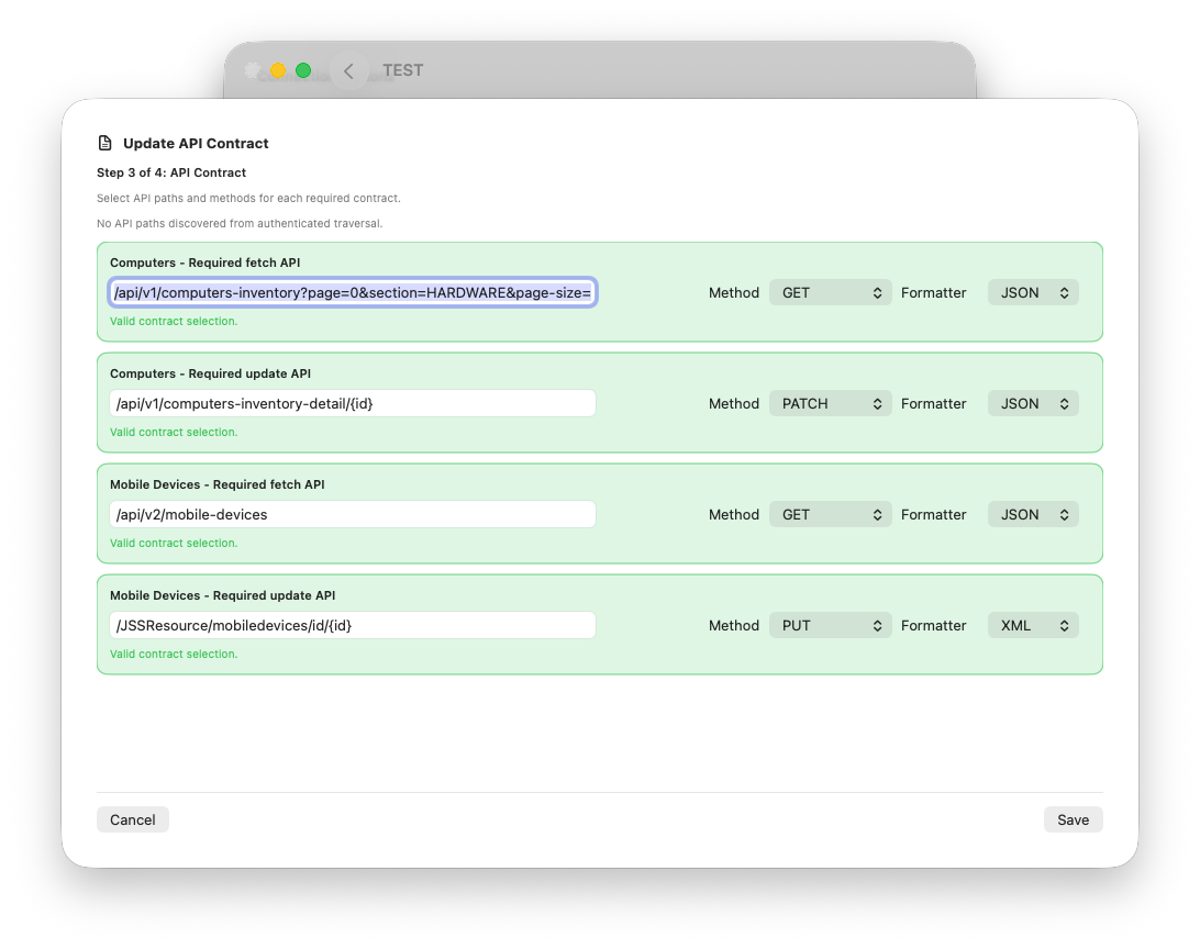 OAuth Builder step 2 for API contract setup