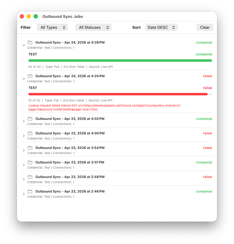 ABM Warranty Outbound Jobs view