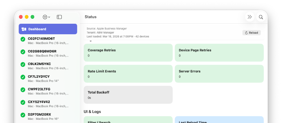ABM Warranty app interface preview